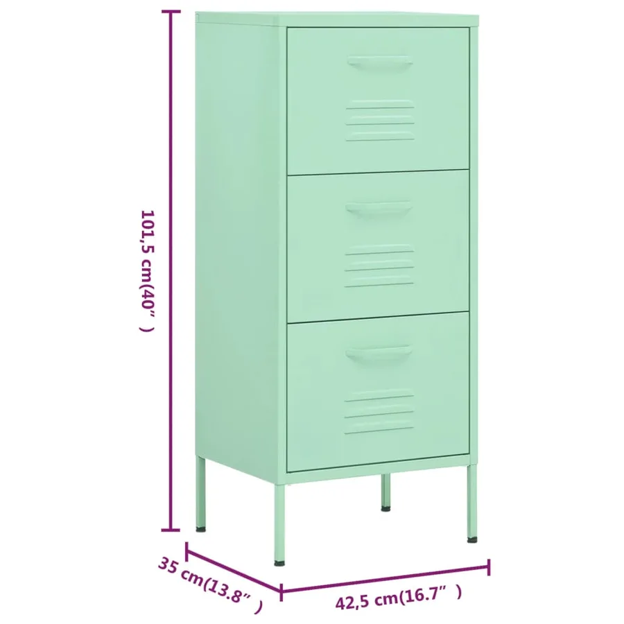 Armoire de rangement Vert menthe 42,5x35x101,5 cm Acier - 10