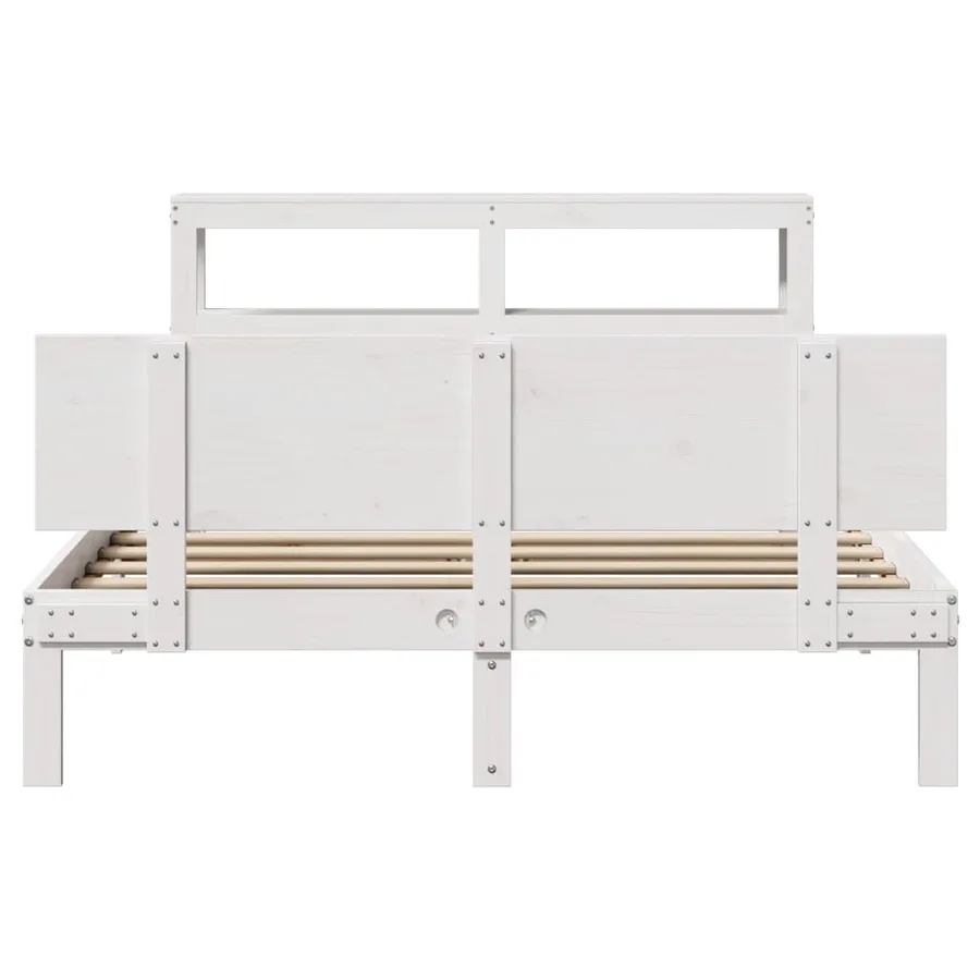 Cadre de lit avec tête de lit sans matelas blanc 120x200 cm - 4