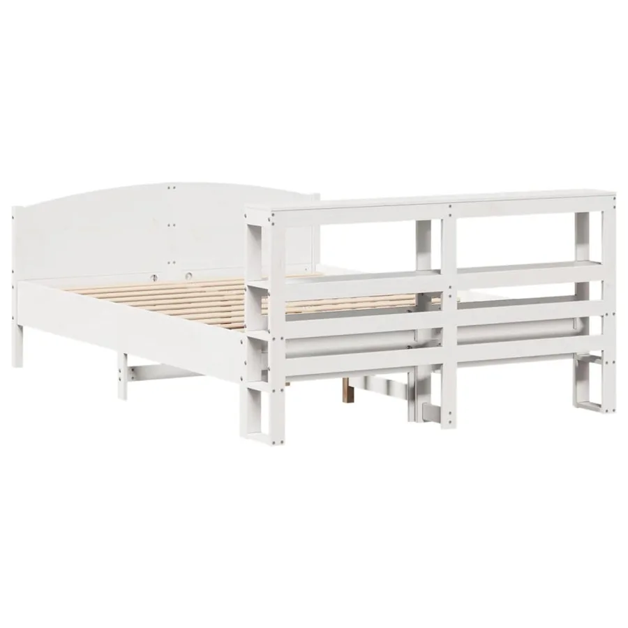 Cadre de lit sans matelas blanc 120x190 cm bois de pin massif - 6