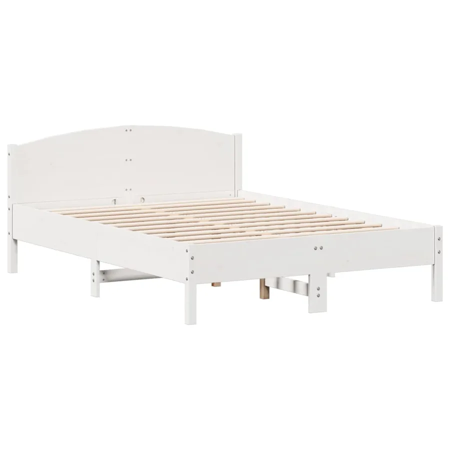 Cadre de lit sans matelas blanc 120x190 cm bois de pin massif - 7