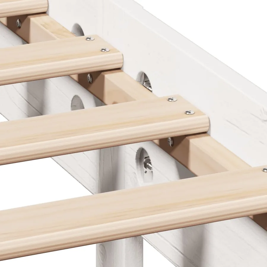 Cadre de lit sans matelas blanc 120x190 cm bois de pin massif - 9