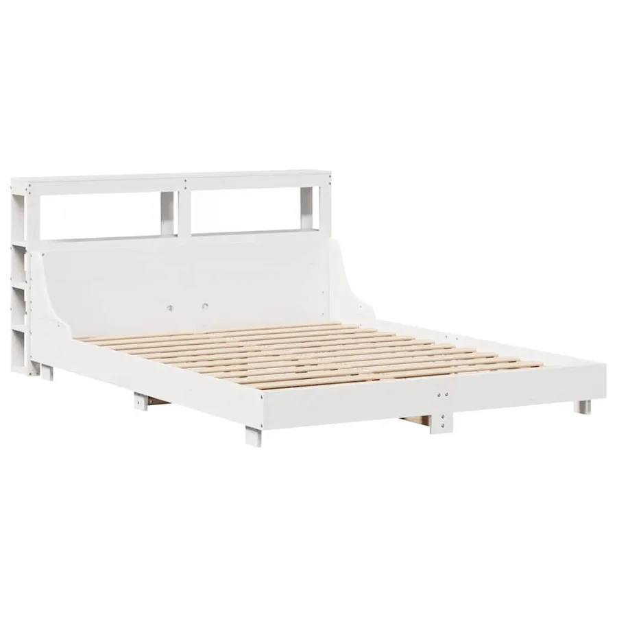Cadre de lit sans matelas blanc 120x190 cm bois de pin massif - 3