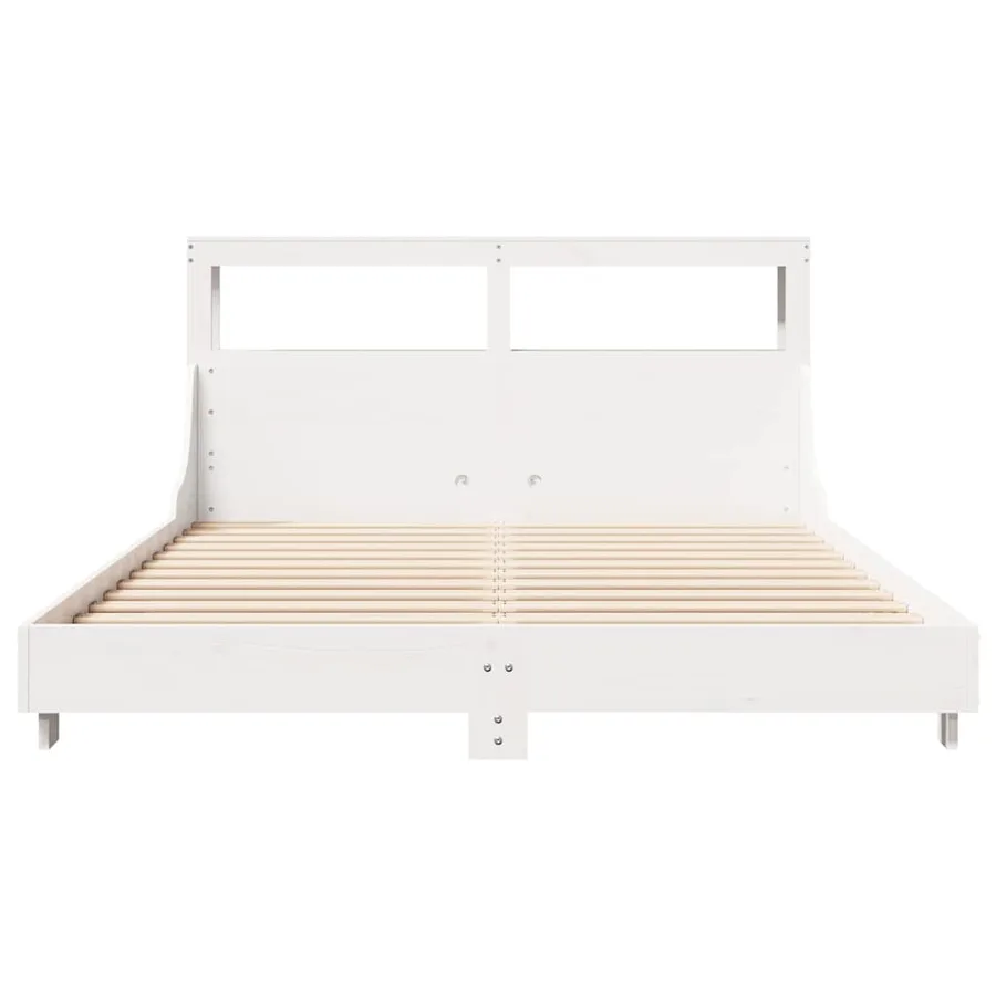 Cadre de lit sans matelas blanc 120x190 cm bois de pin massif - 4