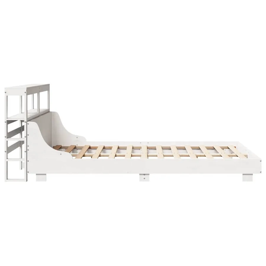Cadre de lit sans matelas blanc 120x190 cm bois de pin massif - 5