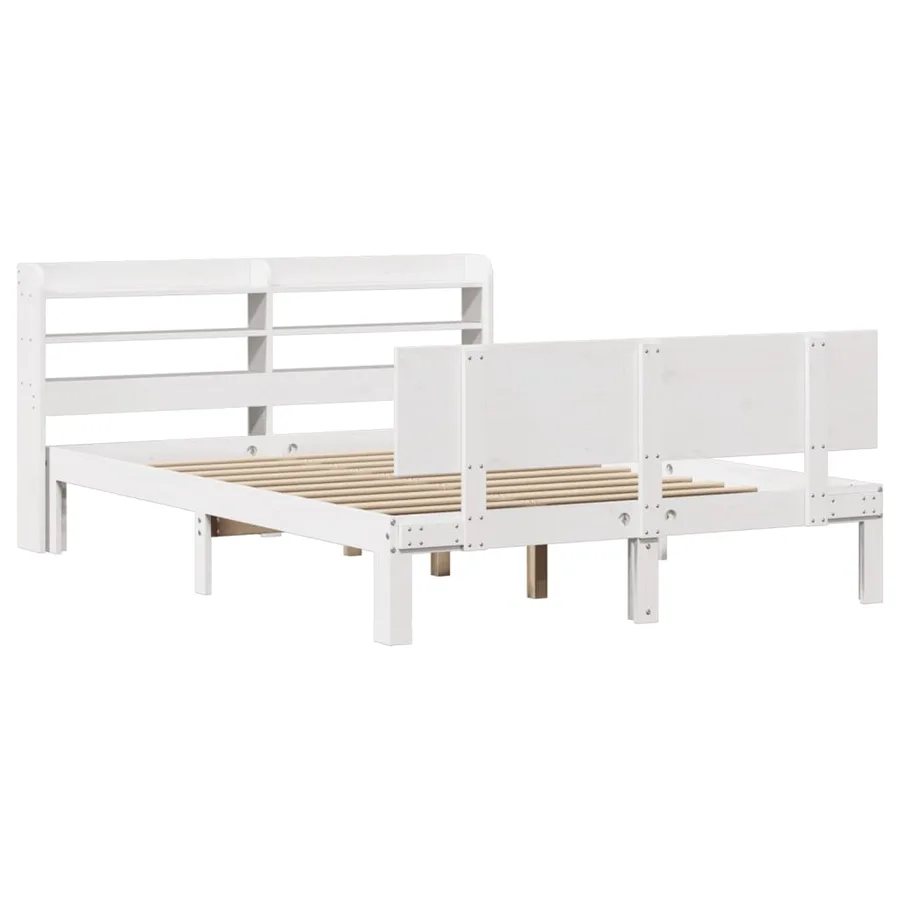 Cadre de lit avec tête de lit sans matelas blanc 150x200 cm - 3