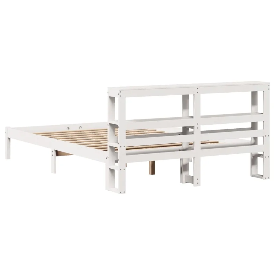 Cadre de lit sans matelas blanc 140x200 cm bois de pin massif - 6