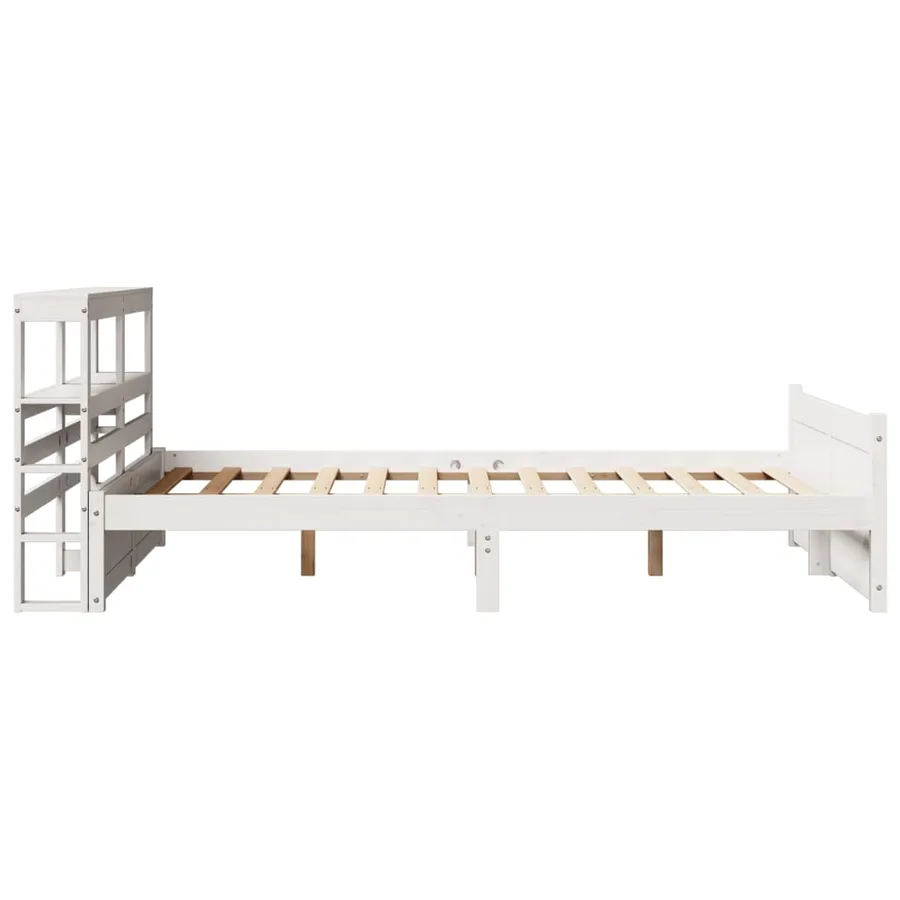 Cadre de lit avec tête de lit sans matelas blanc 160x200 cm - 7
