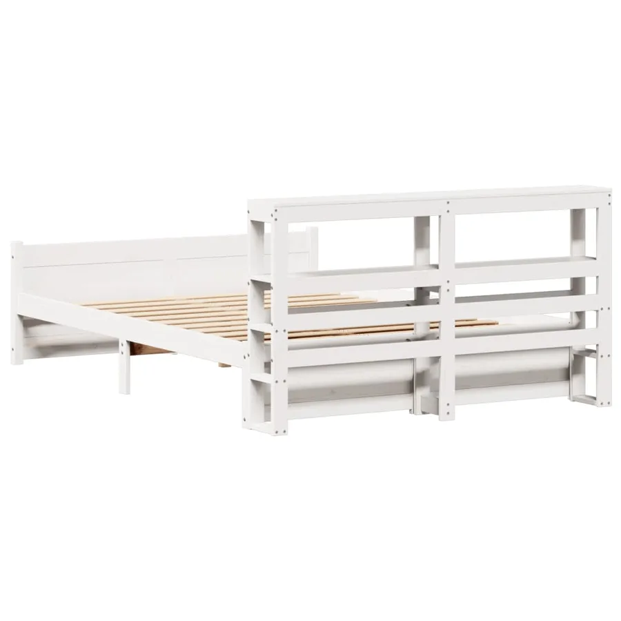 Cadre de lit avec tête de lit sans matelas blanc 160x200 cm - 8