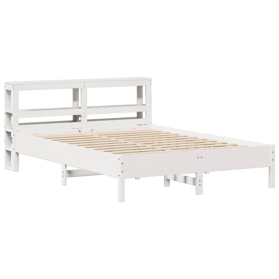 Cadre de lit sans matelas blanc 160x200 cm bois de pin massif - 3