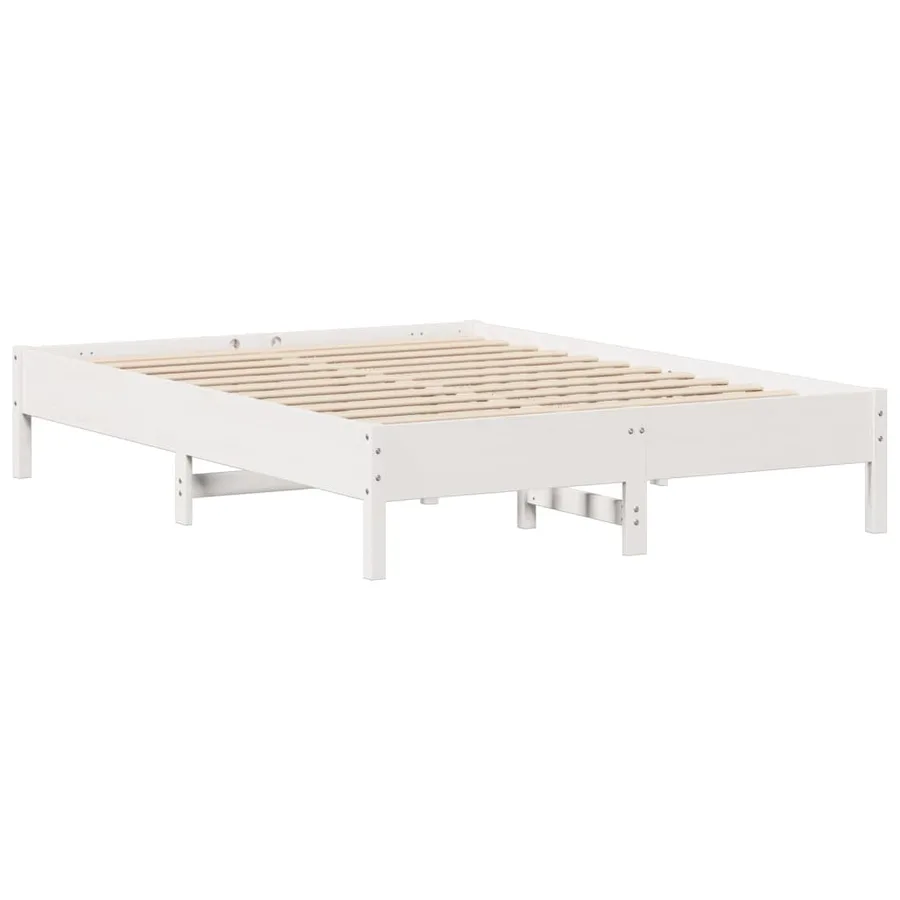 Cadre de lit sans matelas blanc 160x200 cm bois de pin massif - 7