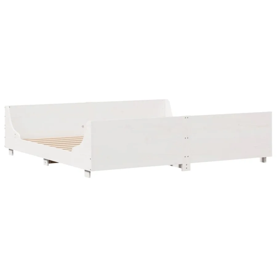 Cadre de lit sans matelas blanc 180x200 cm bois massif de pin - 5