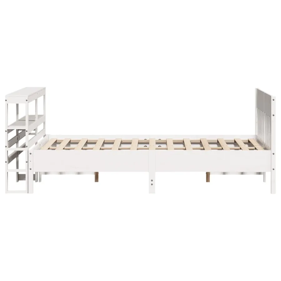 Cadre de lit sans matelas blanc 140x200 cm bois de pin massif - 5