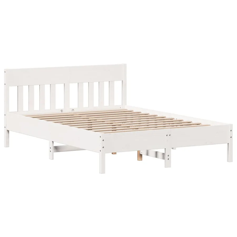 Cadre de lit sans matelas blanc 140x200 cm bois de pin massif - 7
