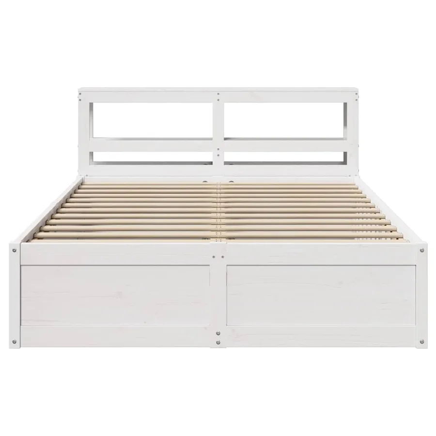 Cadre de lit et tête de lit blanc 140x190 cm bois de pin massif - 4