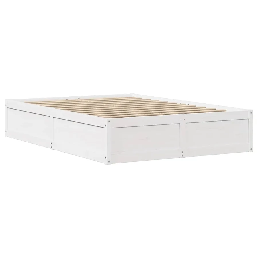 Cadre de lit et tête de lit blanc 140x190 cm bois de pin massif - 5