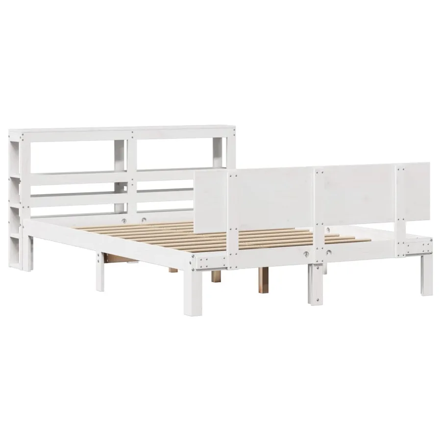 Cadre de lit avec tête de lit sans matelas blanc 140x200 cm - 3