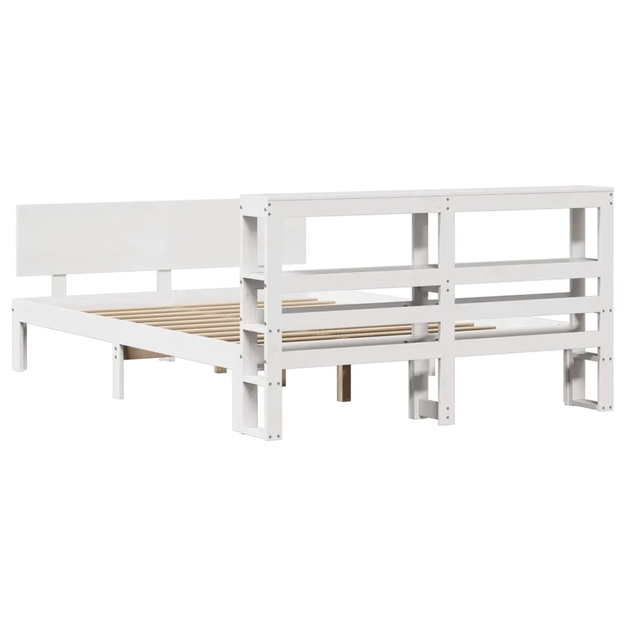 Cadre de lit avec tête de lit sans matelas blanc 140x200 cm - 6
