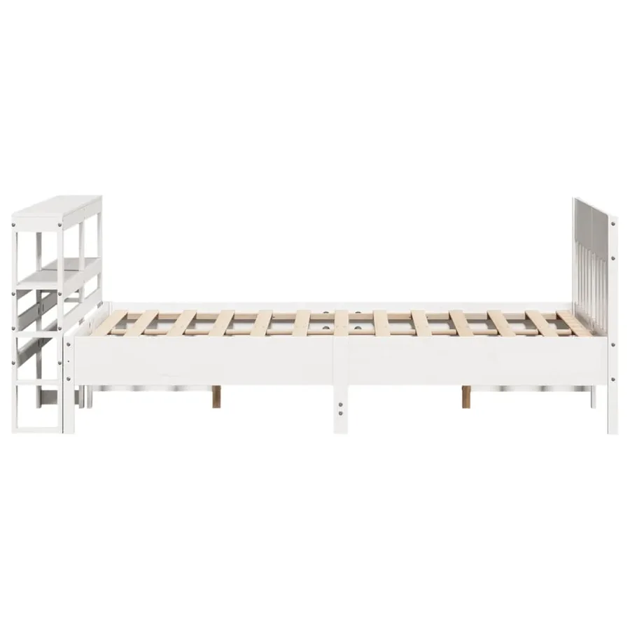 Cadre de lit sans matelas blanc 160x200 cm bois de pin massif - 5