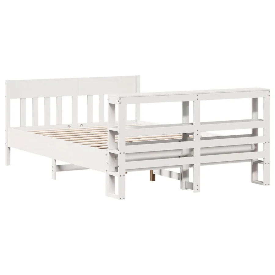 Cadre de lit sans matelas blanc 160x200 cm bois de pin massif - 6
