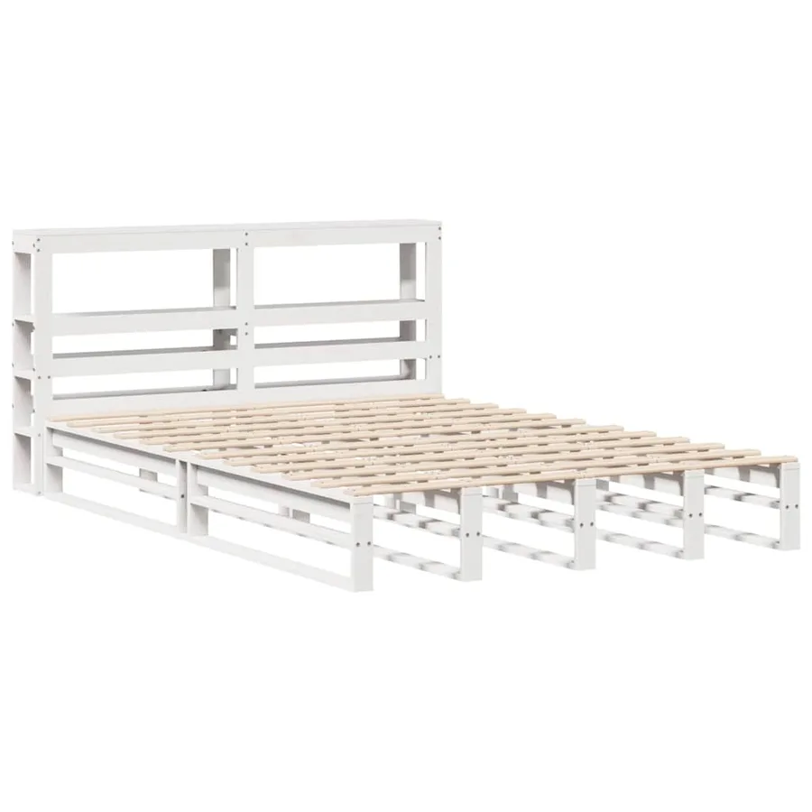 Cadre de lit sans matelas blanc 160x200 cm bois de pin massif - 3