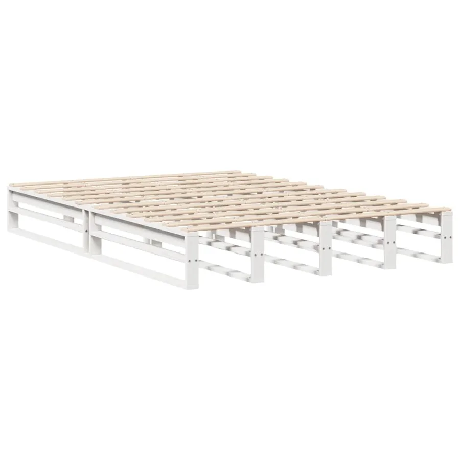 Cadre de lit sans matelas blanc 160x200 cm bois de pin massif - 5