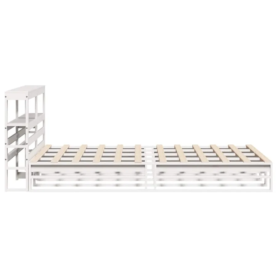 Cadre de lit sans matelas blanc 160x200 cm bois de pin massif - 7