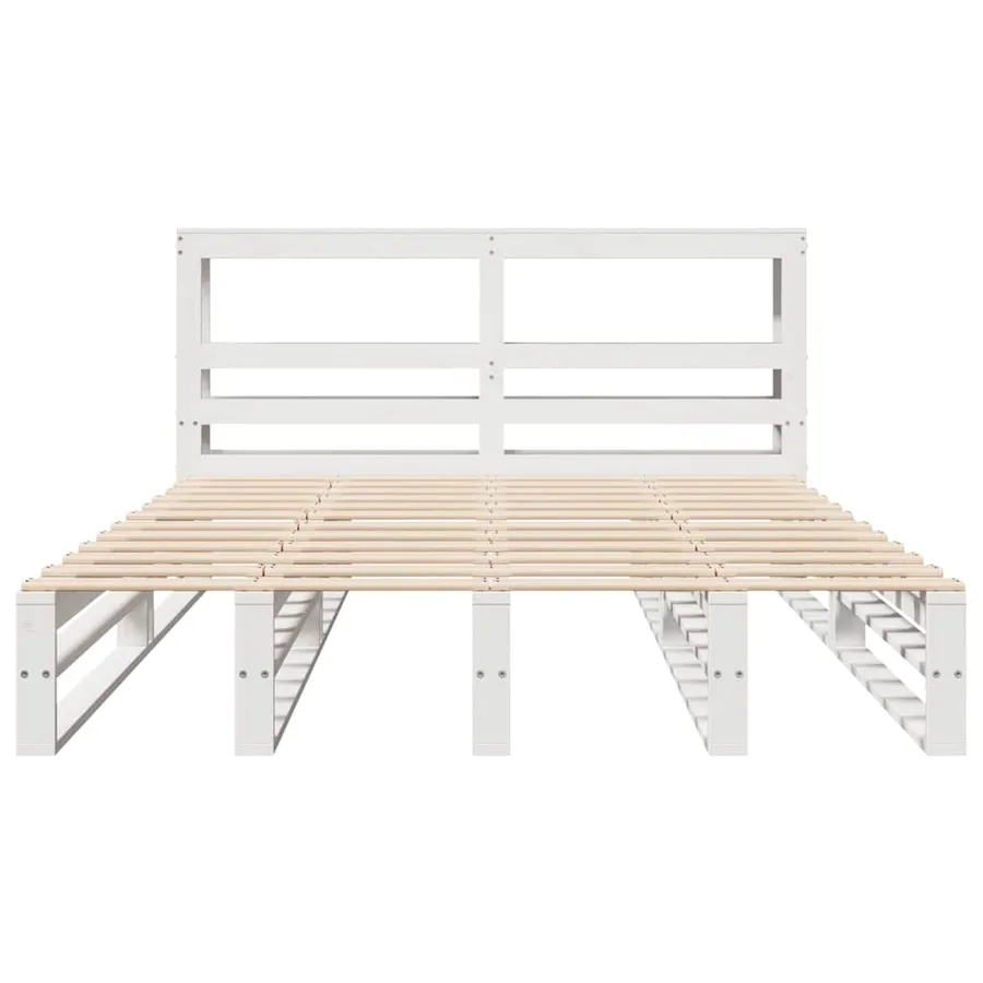 Cadre de lit sans matelas blanc 140x190 cm bois de pin massif - 4