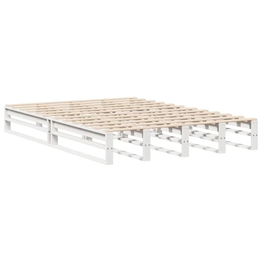 Cadre de lit sans matelas blanc 140x190 cm bois de pin massif - 5