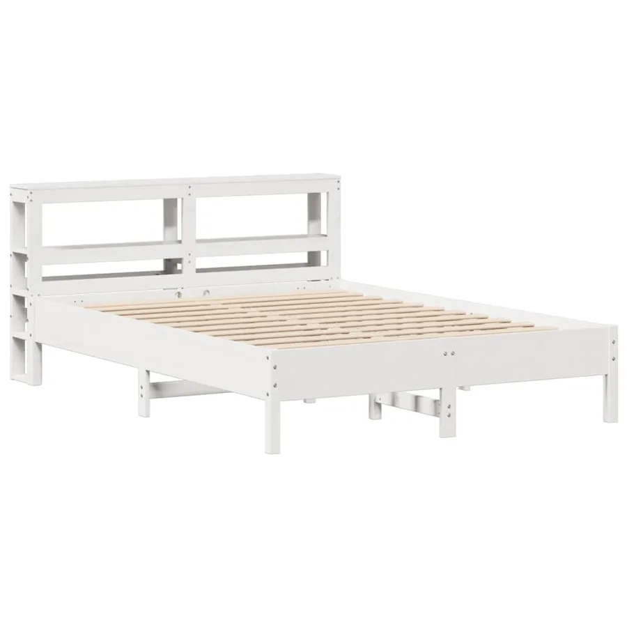 Cadre de lit sans matelas blanc 135x190 cm bois de pin massif - 3