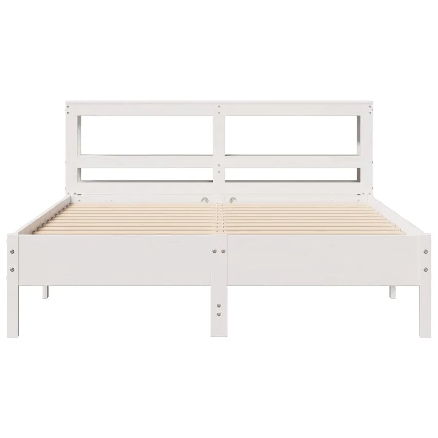 Cadre de lit sans matelas blanc 135x190 cm bois de pin massif - 4
