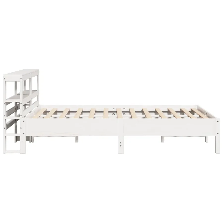 Cadre de lit sans matelas blanc 135x190 cm bois de pin massif - 5