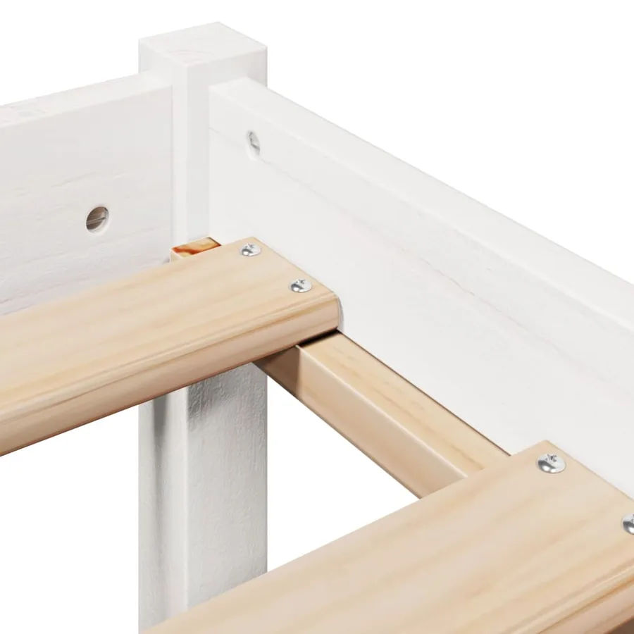 Cadre de lit sans matelas blanc 135x190 cm bois de pin massif - 9