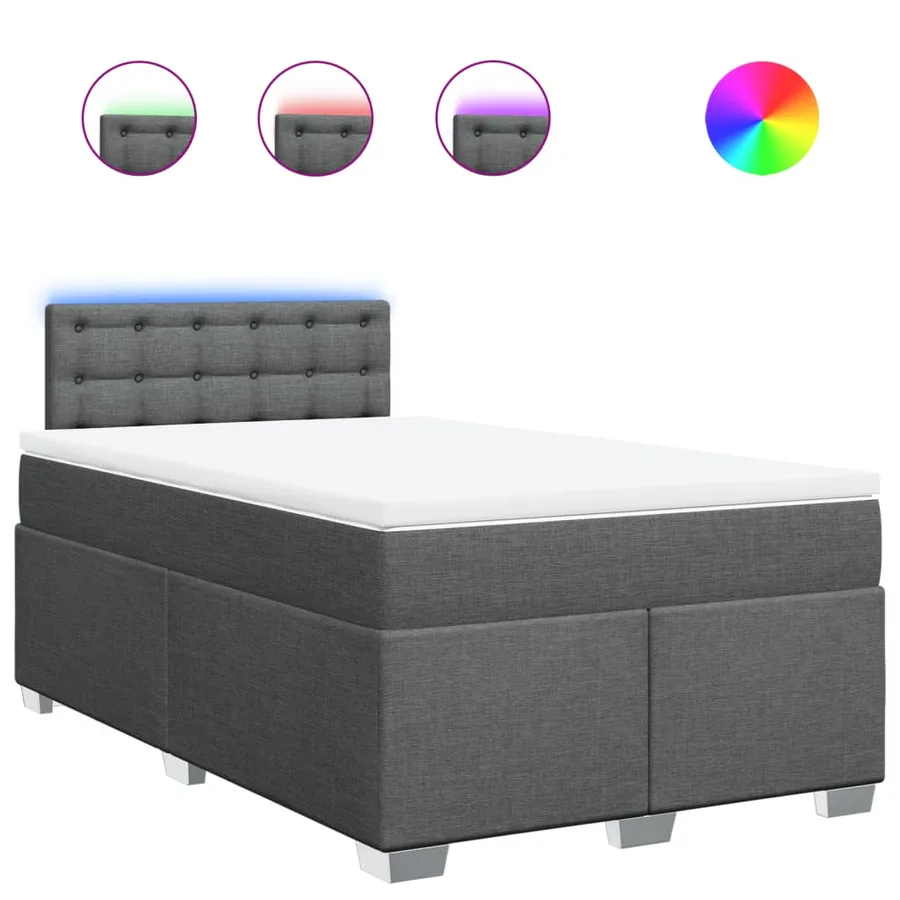 Sommier à lattes de lit avec matelas Gris foncé 120x200cm Tissu - 2