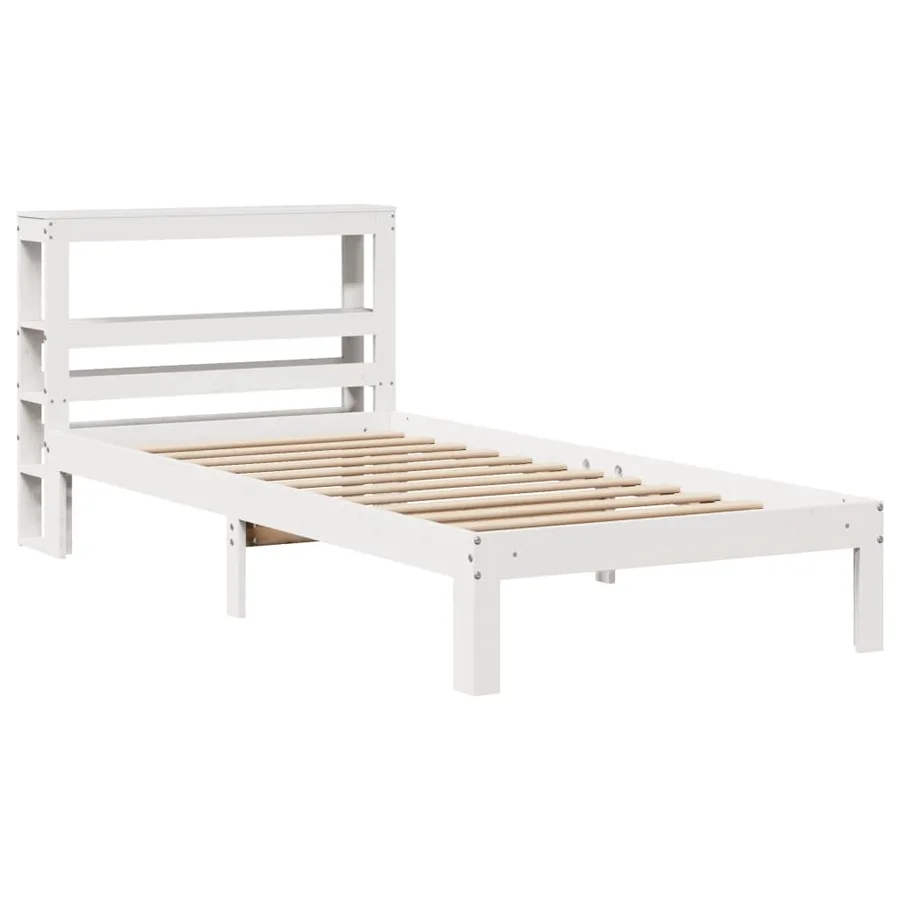 Cadre de lit avec tête de lit sans matelas blanc 75x190 cm - 3