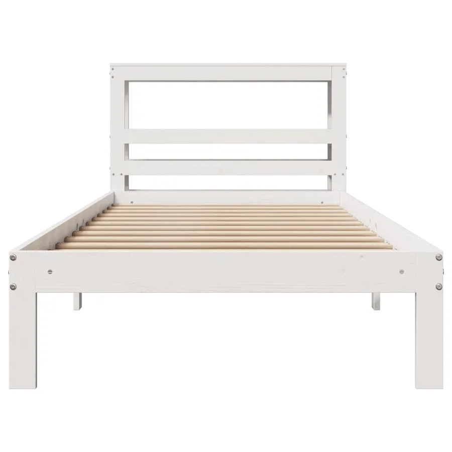 Cadre de lit avec tête de lit sans matelas blanc 75x190 cm - 4