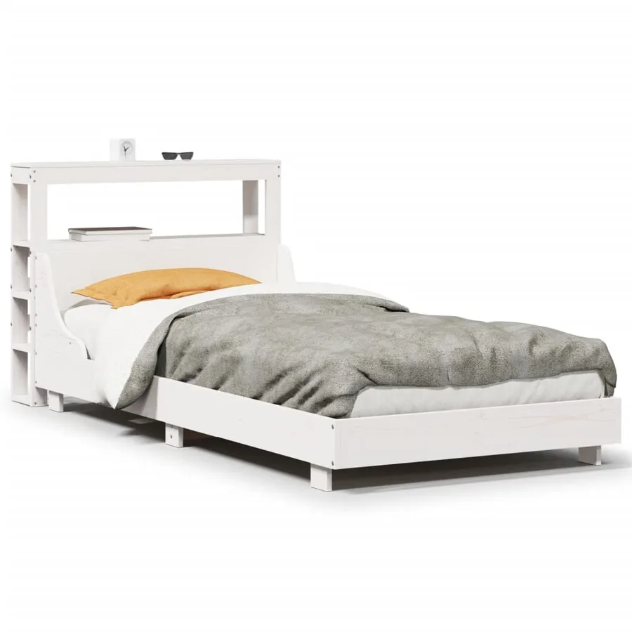 Cadre de lit sans matelas blanc 75x190 cm bois de pin massif - 2