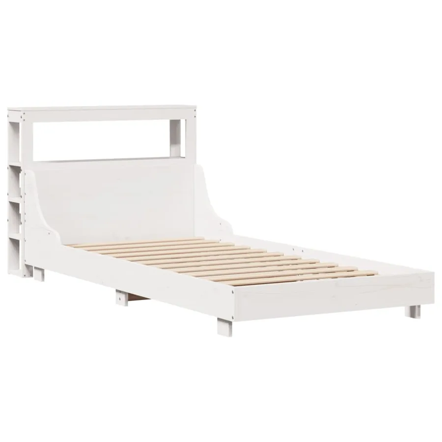 Cadre de lit sans matelas blanc 75x190 cm bois de pin massif - 3