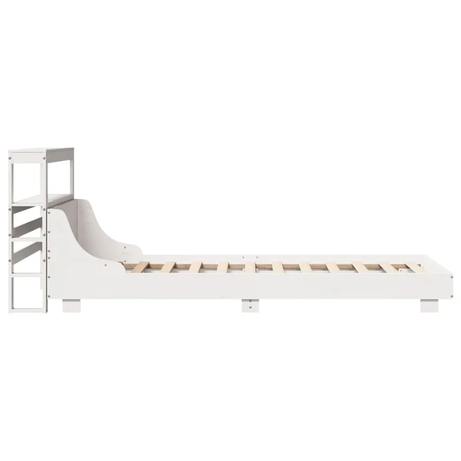 Cadre de lit sans matelas blanc 75x190 cm bois de pin massif - 5