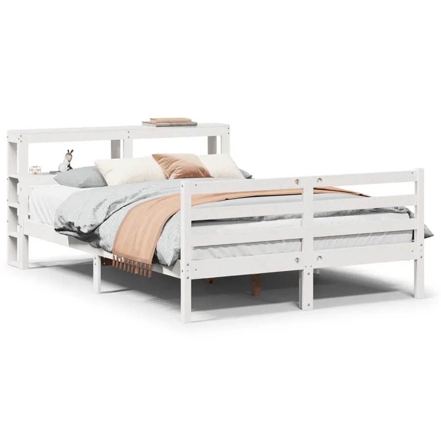 Cadre de lit et tête de lit sans matelas blanc 135x190 cm - 2