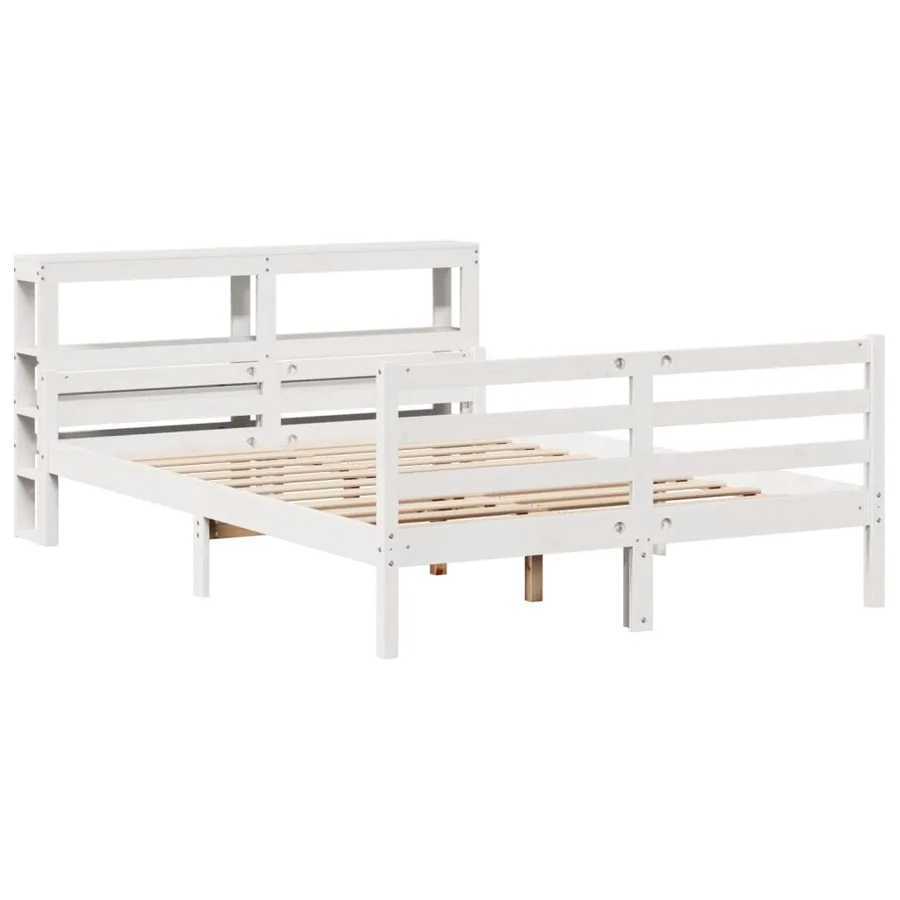 Cadre de lit et tête de lit sans matelas blanc 135x190 cm - 3