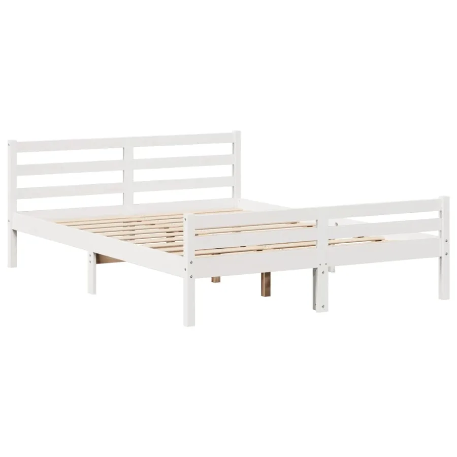 Cadre de lit et tête de lit sans matelas blanc 135x190 cm - 7