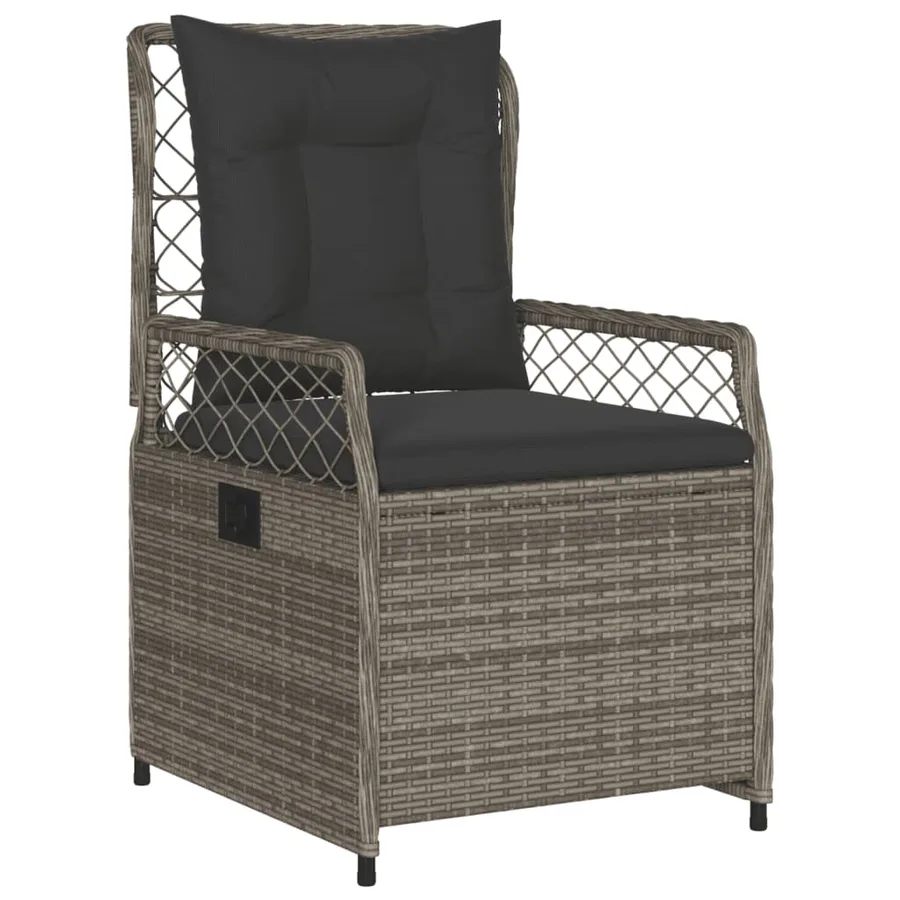 Ensemble à manger de jardin 5 pcs coussins gris résine tressée - 3