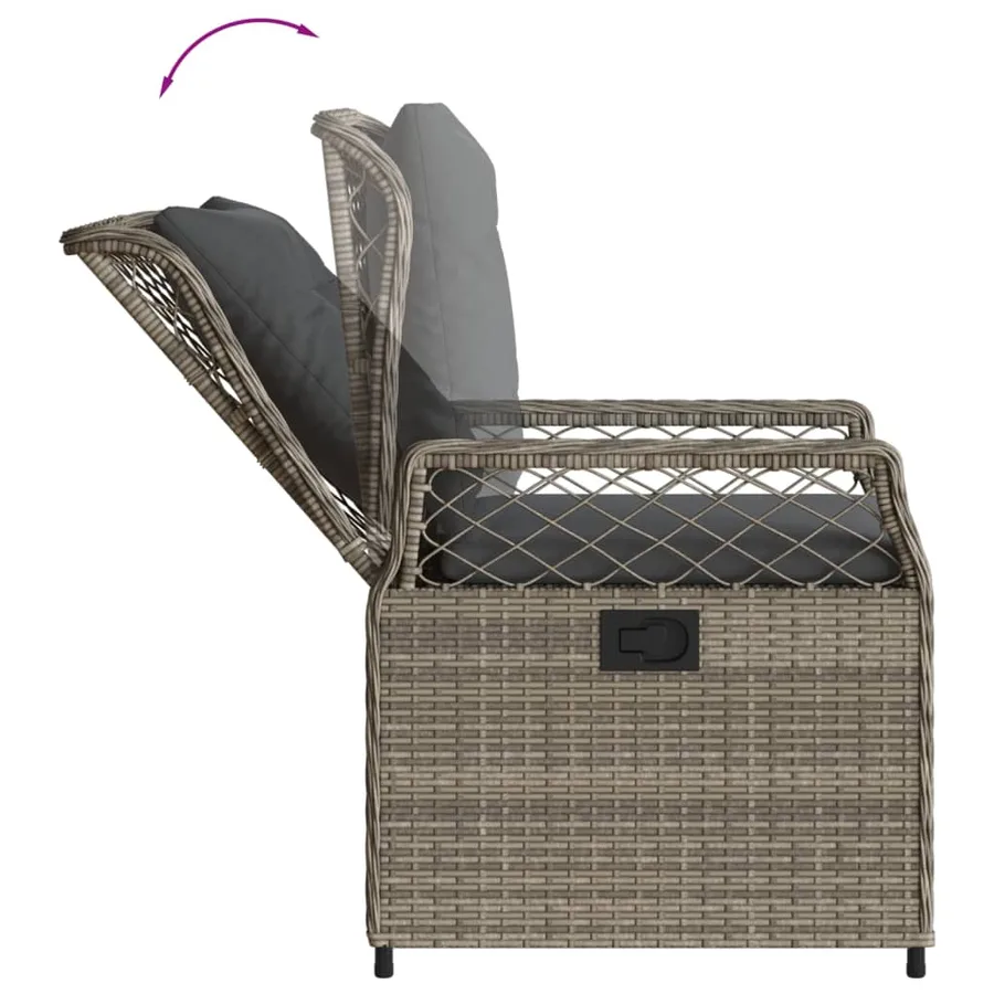 Ensemble à manger de jardin 5 pcs coussins gris résine tressée - 6