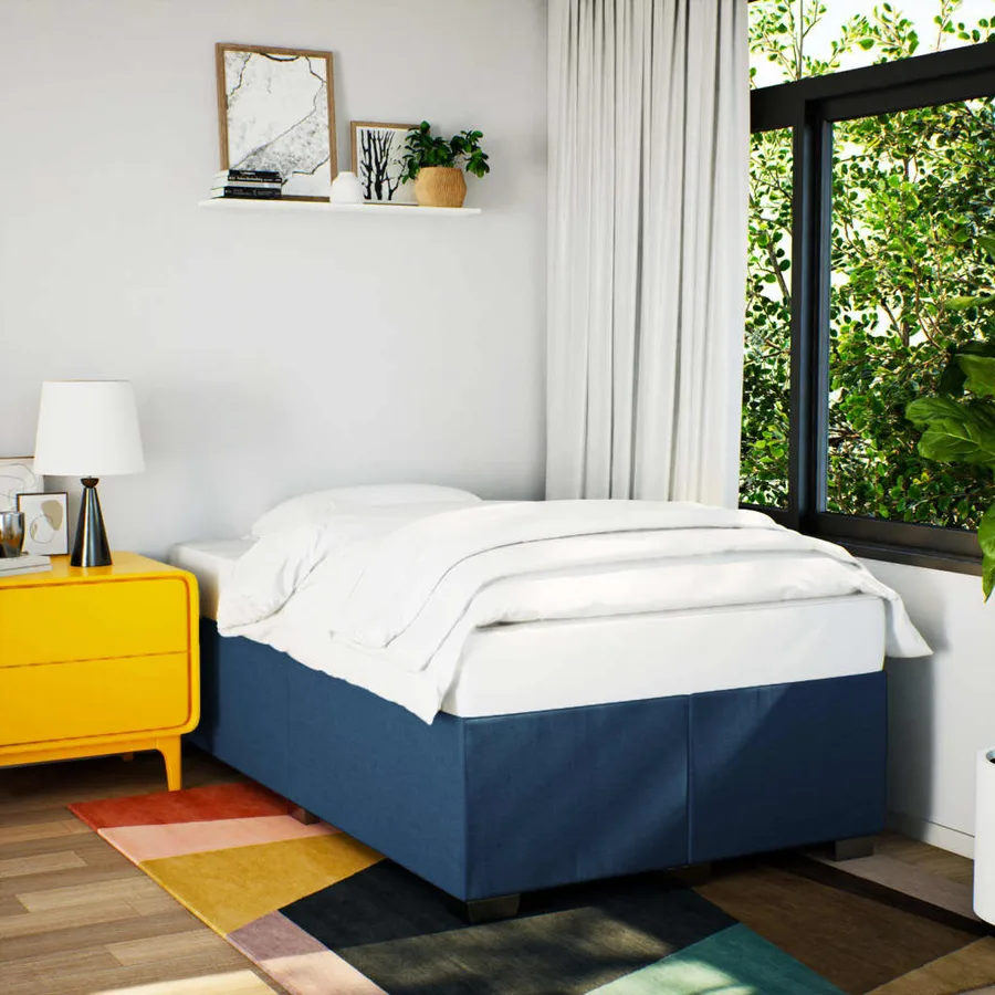 Sommier à lattes de lit avec matelas Bleu 120x200 cm Tissu - 3