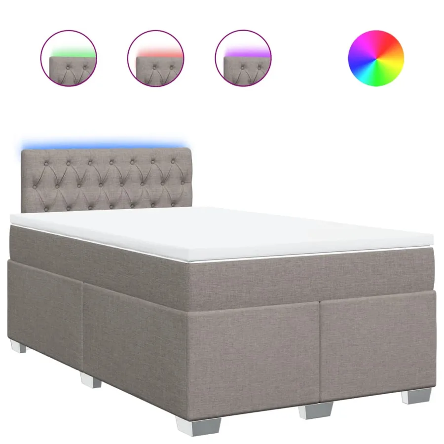 Sommier à lattes de lit avec matelas Taupe 120x200 cm Tissu - 2