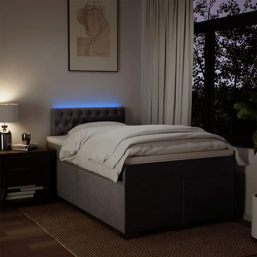 Sommier à lattes de lit avec matelas Taupe 120x200 cm Tissu - 5