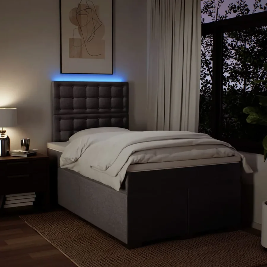 Sommier à lattes de lit avec matelas Taupe 120x200 cm Tissu - 5