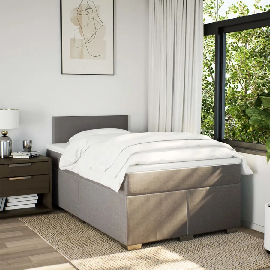 Sommier à lattes de lit avec matelas Taupe 120x200 cm Tissu - 3