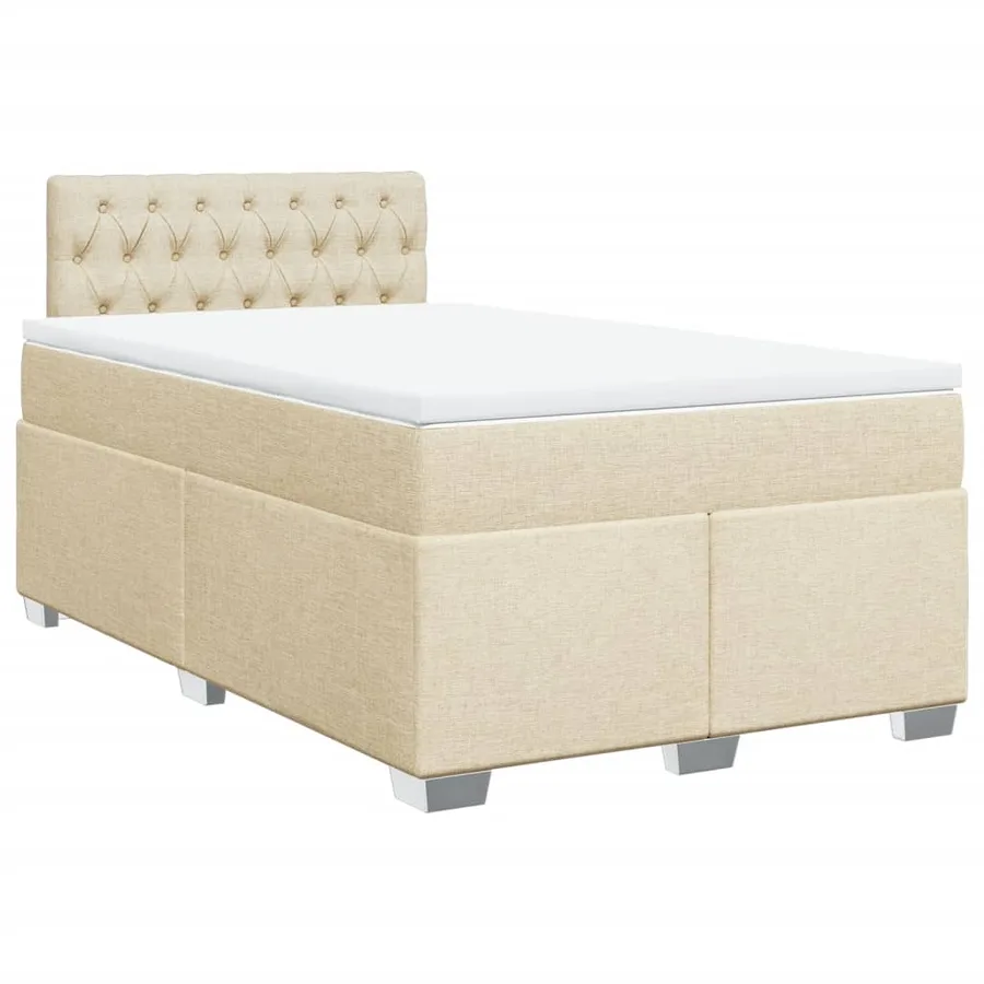 Sommier à lattes de lit avec matelas Crème 120x200 cm Tissu - 2