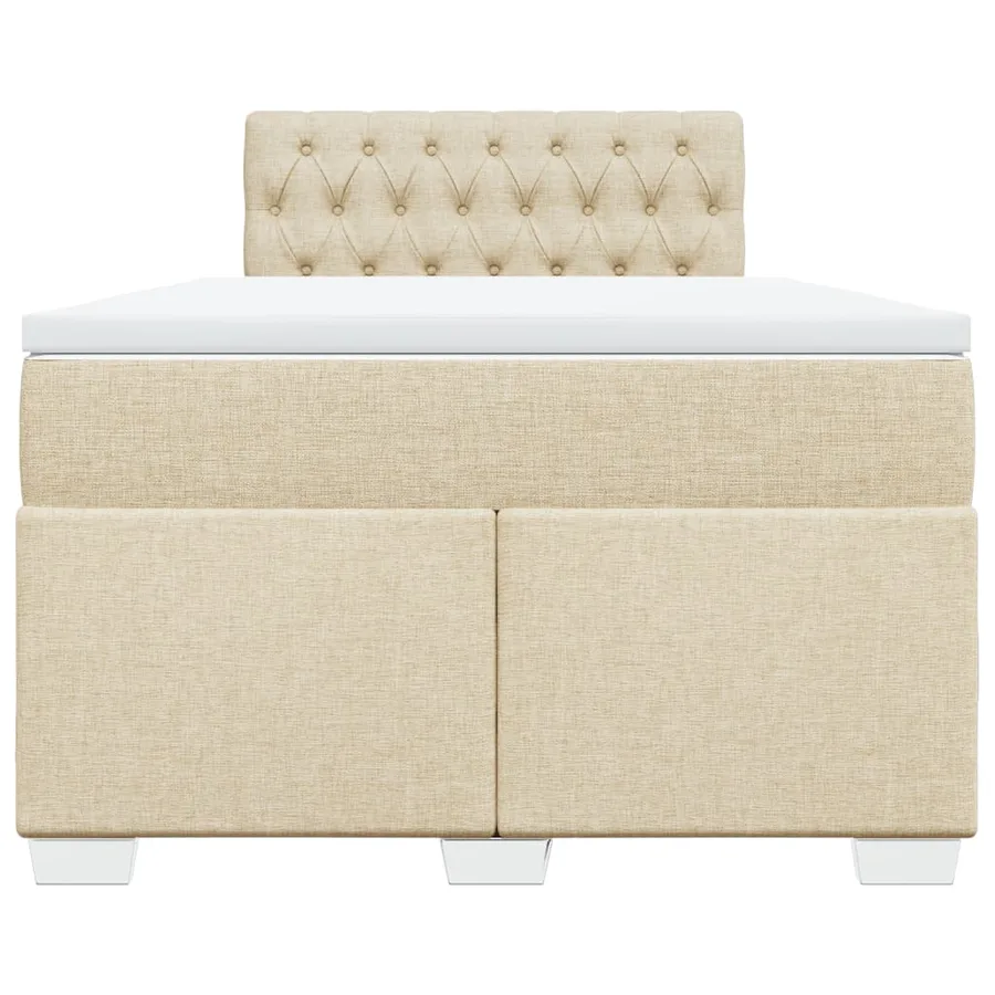 Sommier à lattes de lit avec matelas Crème 120x200 cm Tissu - 4